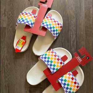 Vans kids rainbow pride slides size 4